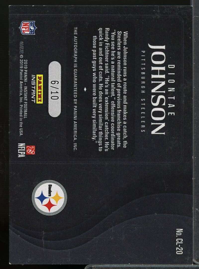Diontae Johnson Centennial Leather AU Rookie Card 2019 Panini Instant #CL-20  Image 2