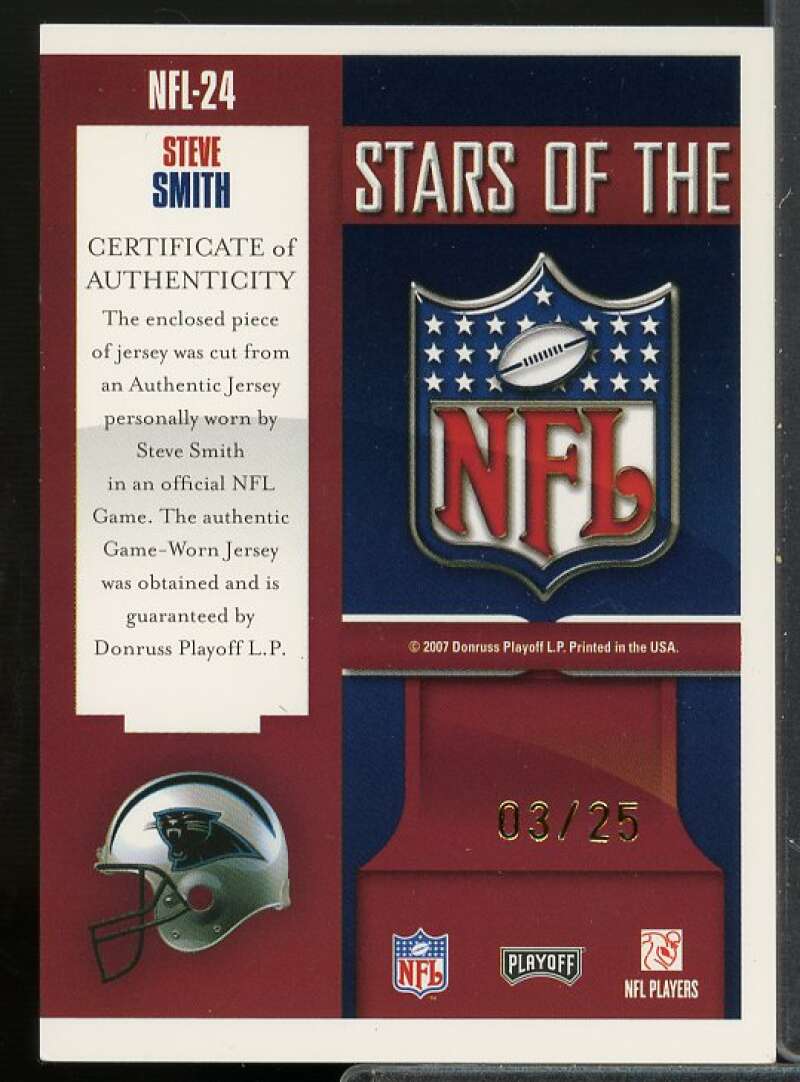 Steve Smith Card 2007 Playoff Prestige Stars of the NFL Materials Prime #24  Image 2
