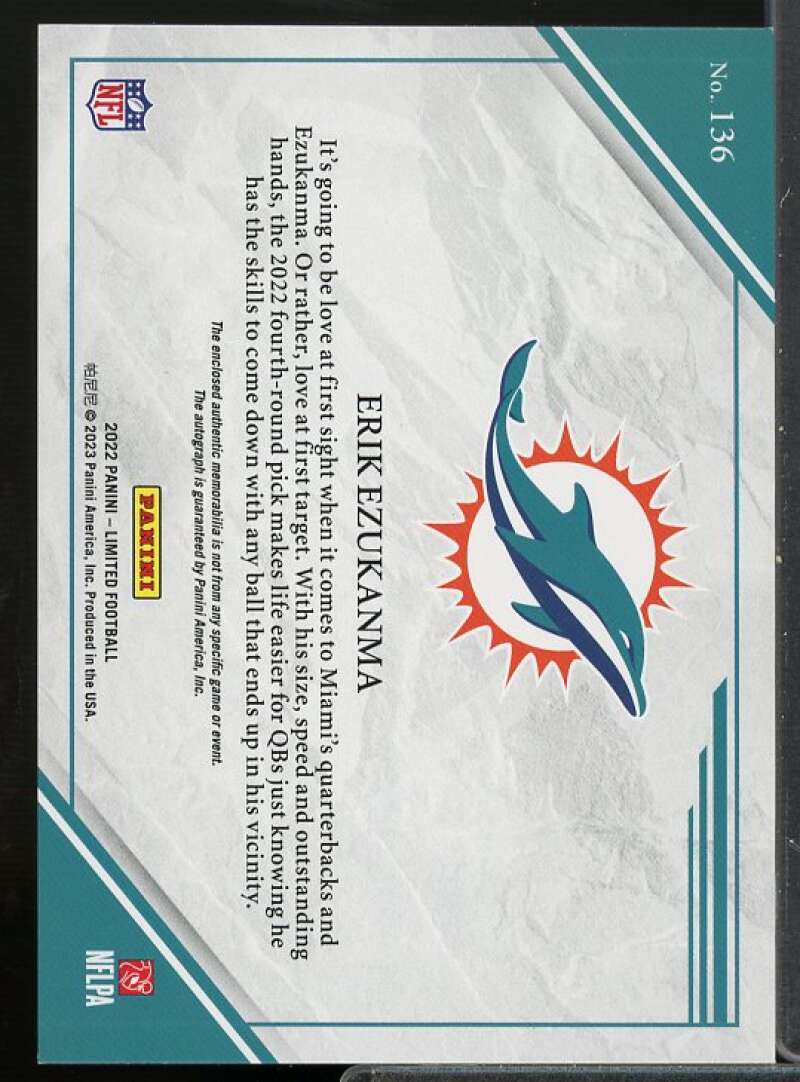 Erik Ezukanma JSY AU Rookie Card 2022 Limited Silver Spotlight #136  Image 2