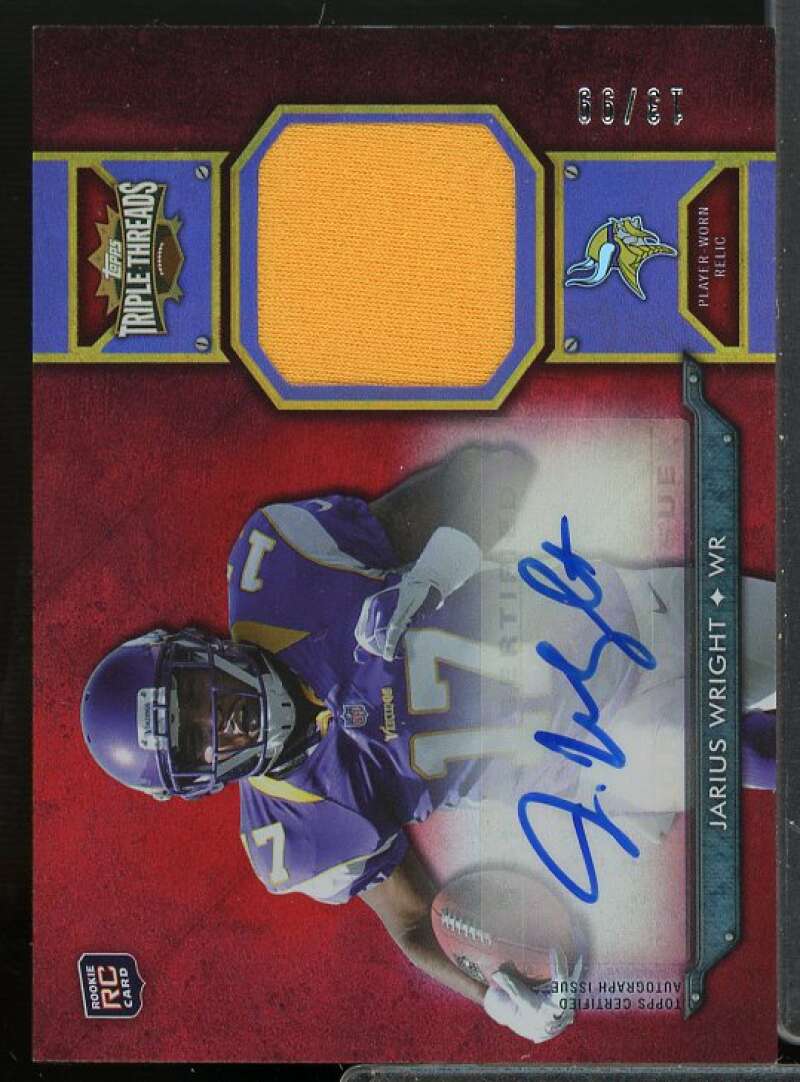 Jarius Wright 2012 Topps Triple Threads Rookies Autographed Relics #TTRAR55  Image 1