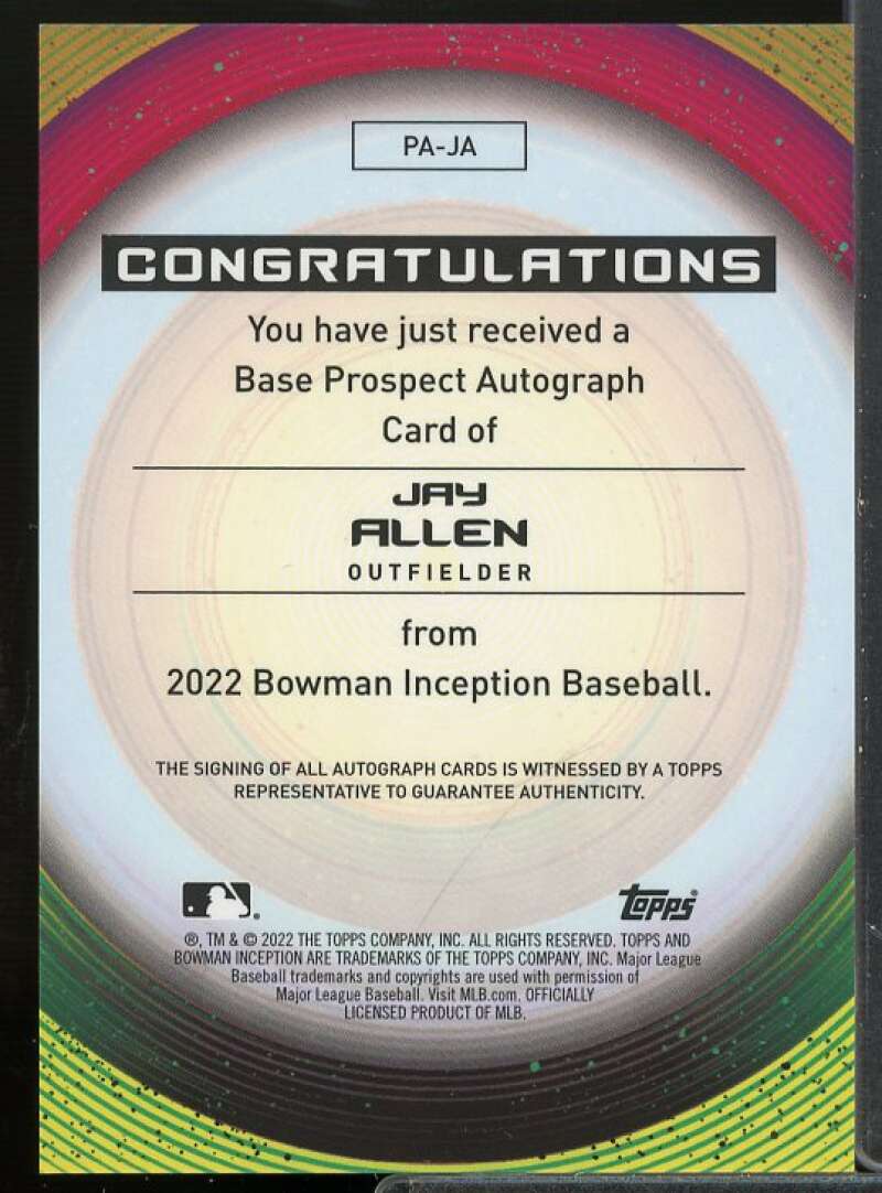 Jay Allen Rookie Card 2022 Bowman Inception Autographs #PAJA  Image 2