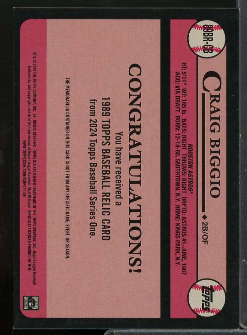 Craig Biggio Card 2024 Topps '89 Topps Relics #89BRCB  Image 2