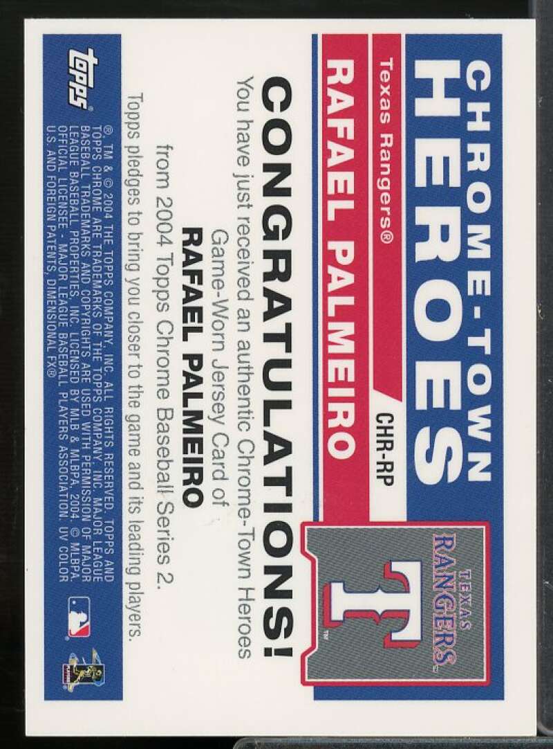 Rafael Palmeiro Jsy Card 2004 Topps Chrome Town Heroes Relics #RP  Image 2