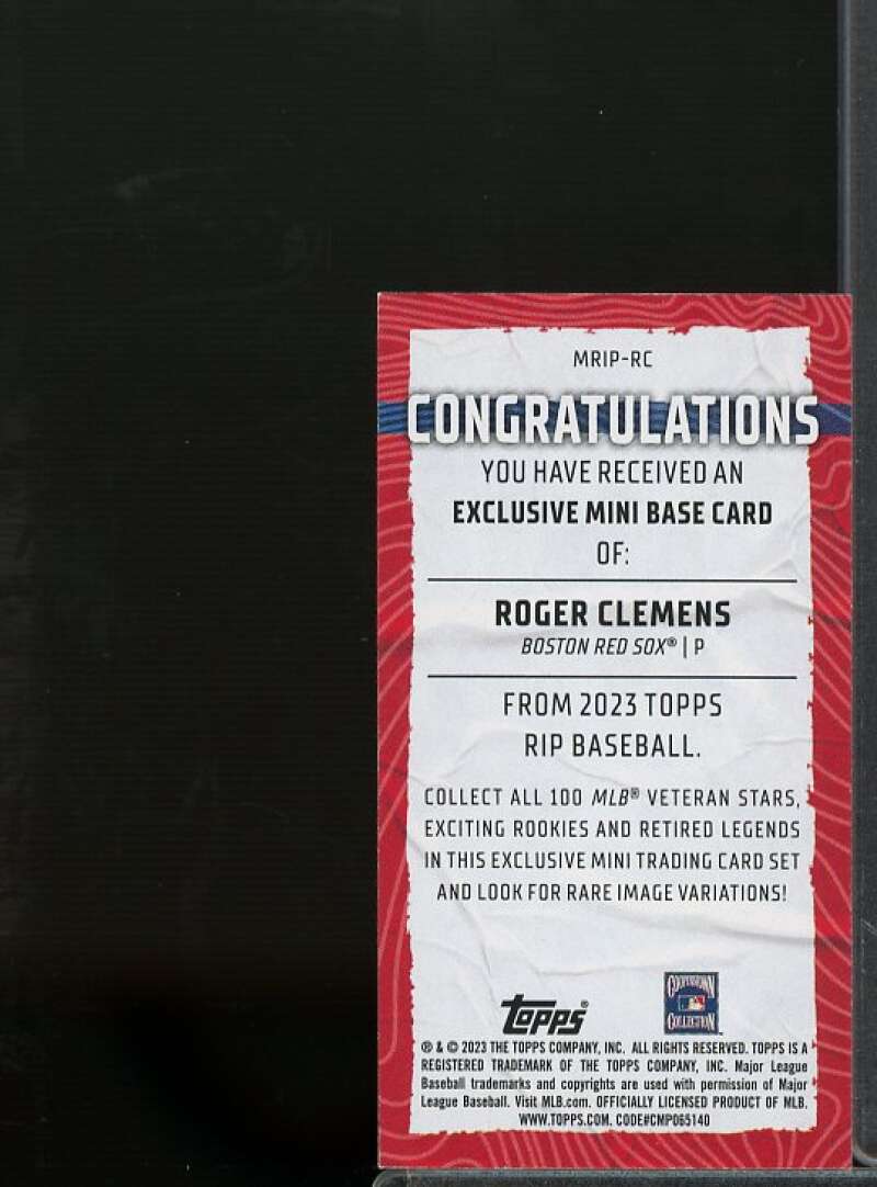 Roger Clemens Card 2023 Topps Rip Mini Orange Yellow Ripple #MRIPRC  Image 2