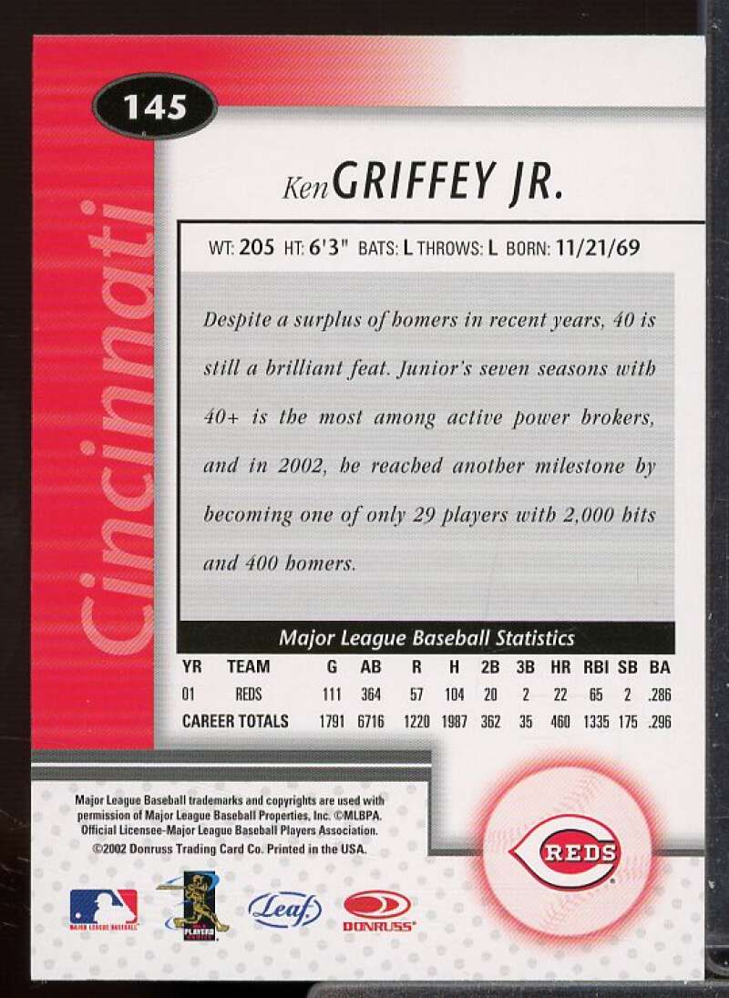 Ken Griffey Jr. Card 2002 Leaf Certified #145  Image 2