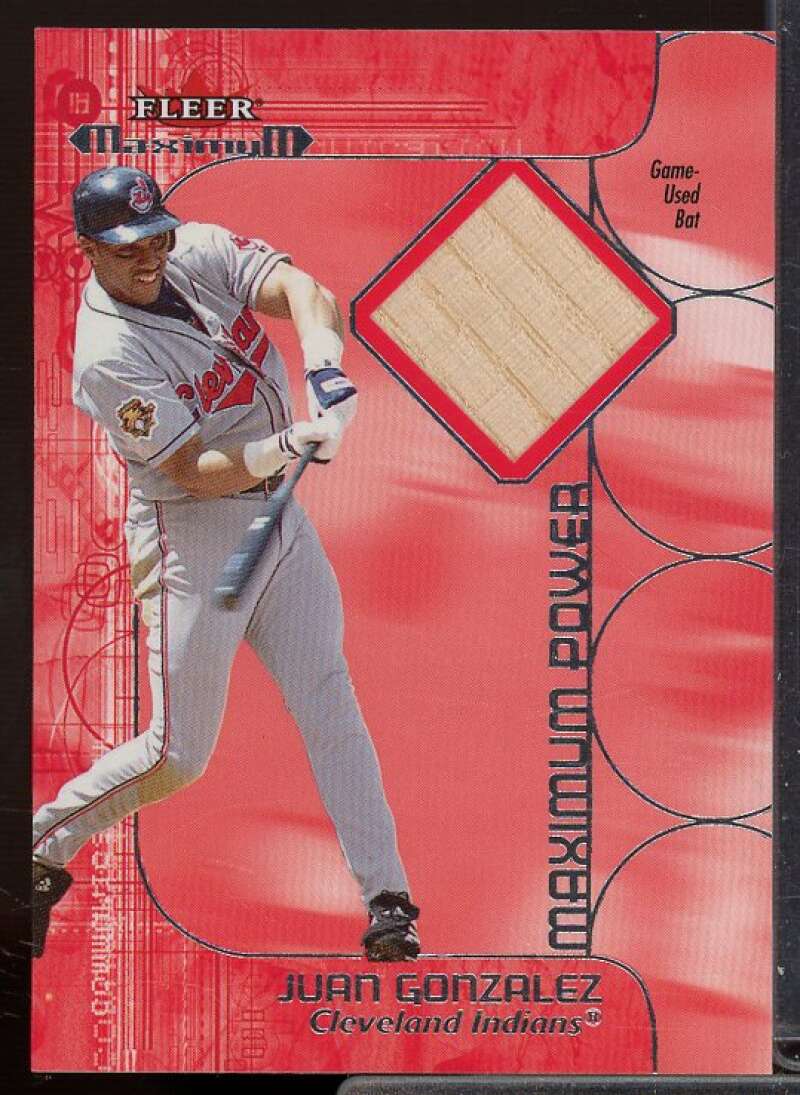 Juan Gonzalez Card 2002 Fleer Maximum Power Bat #8  Image 1