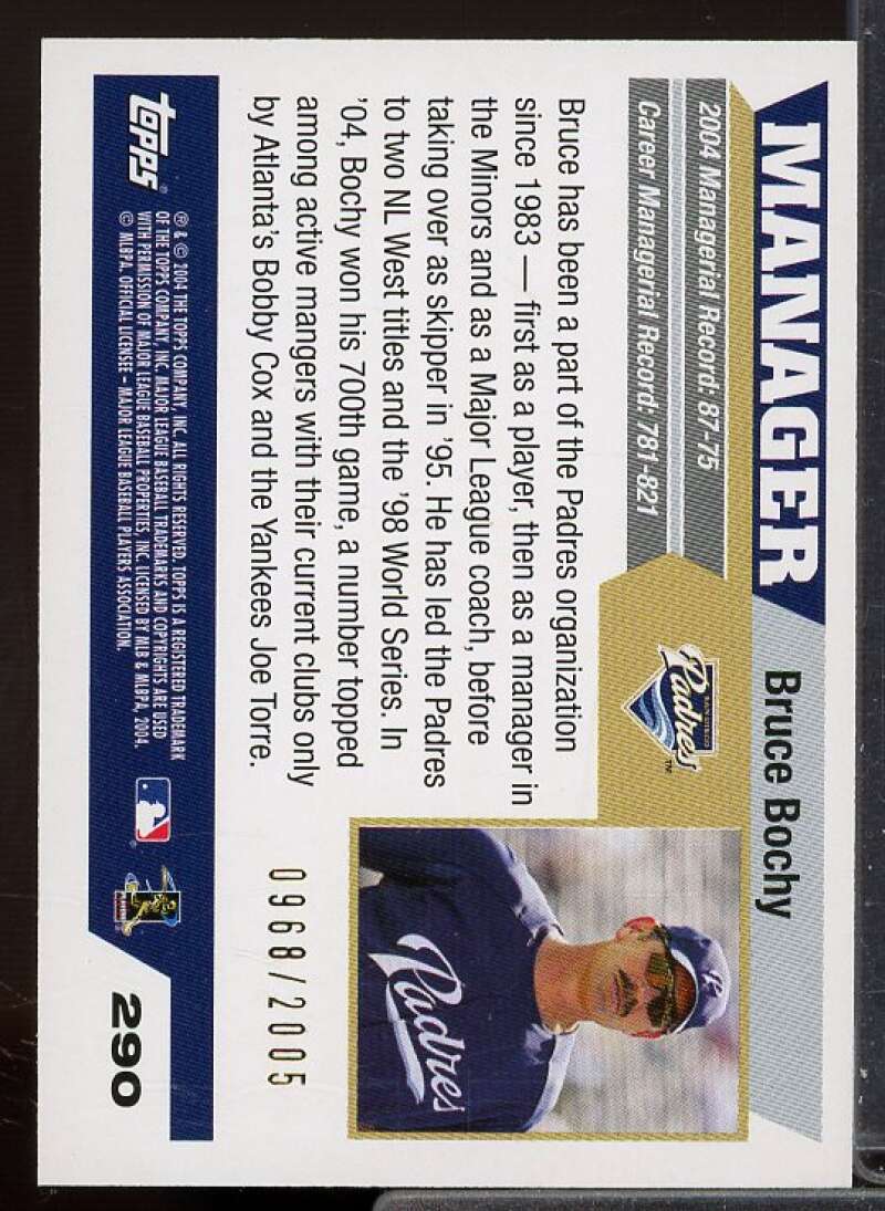 Bruce Bochy MG Card 2005 Topps Gold #290  Image 2