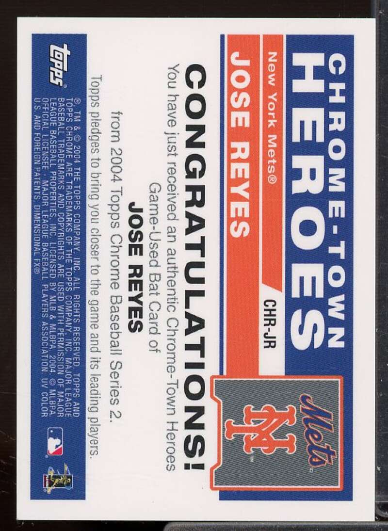 Jose Reyes Bat Card 2004 Topps Chrome Town Heroes Relics #JR  Image 2