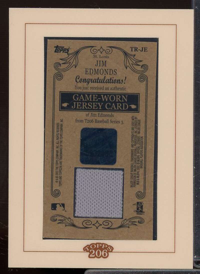 Jim Edmonds Jsy A1 Card 2002 Topps 206 Relics #JE1  Image 2