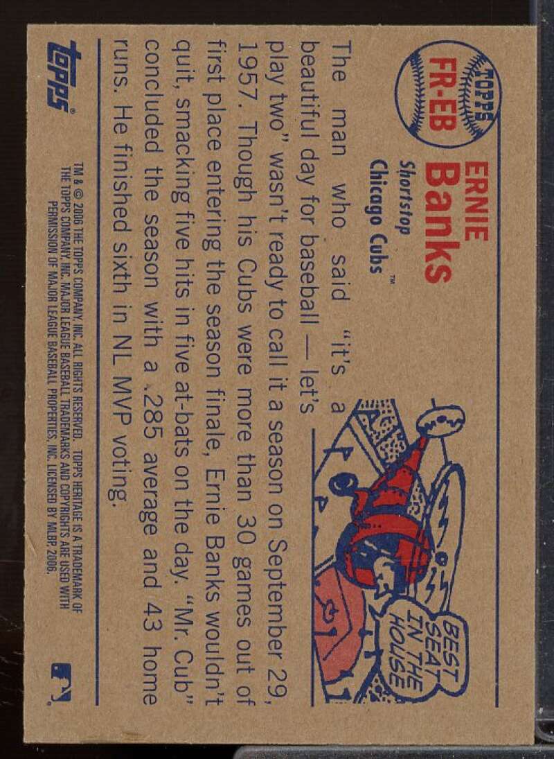 Ernie Banks D Card 2006 Topps Heritage Flashbacks Seat Relics #EB  Image 2