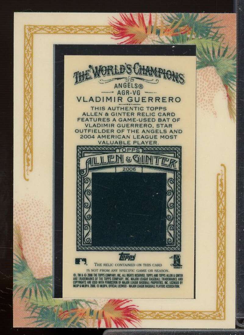 Vladimir Guerrero Bat F Card 2006 Topps Allen and Ginter Relics #VG  Image 2
