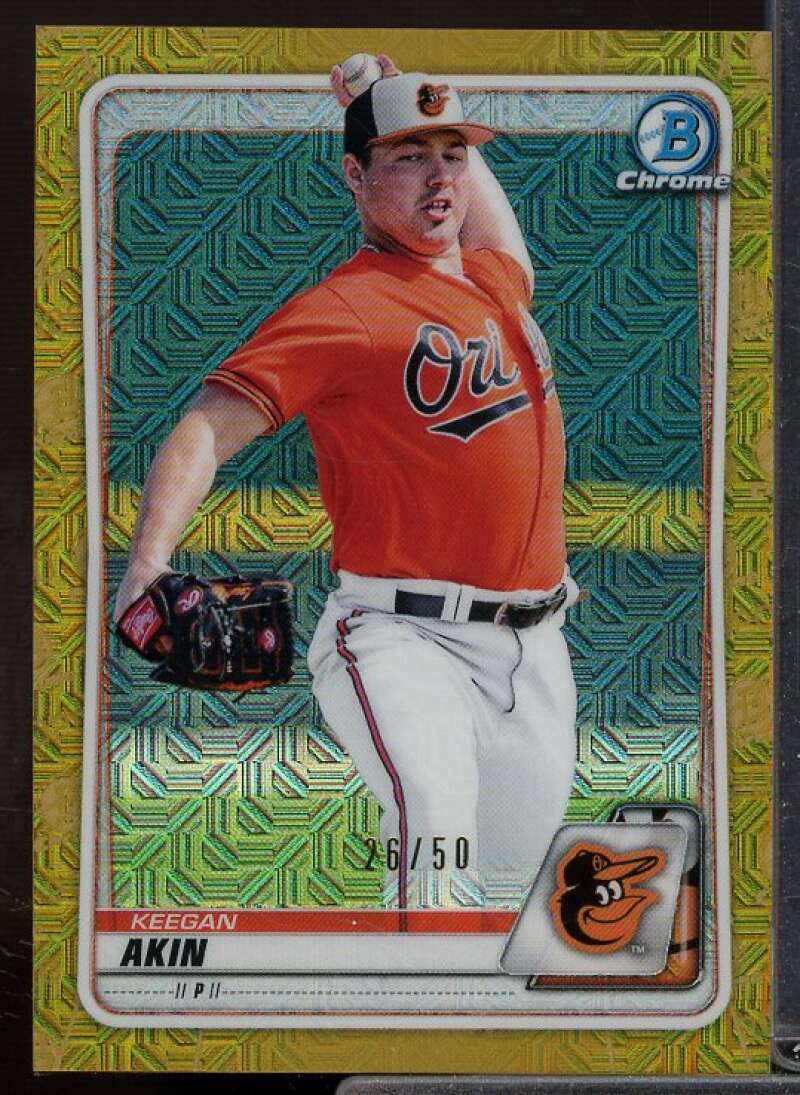 Keegan Akin Rookie 2020 Bowman Chrome Prospects Gold Shimmer Refractors #BCP196  Image 1