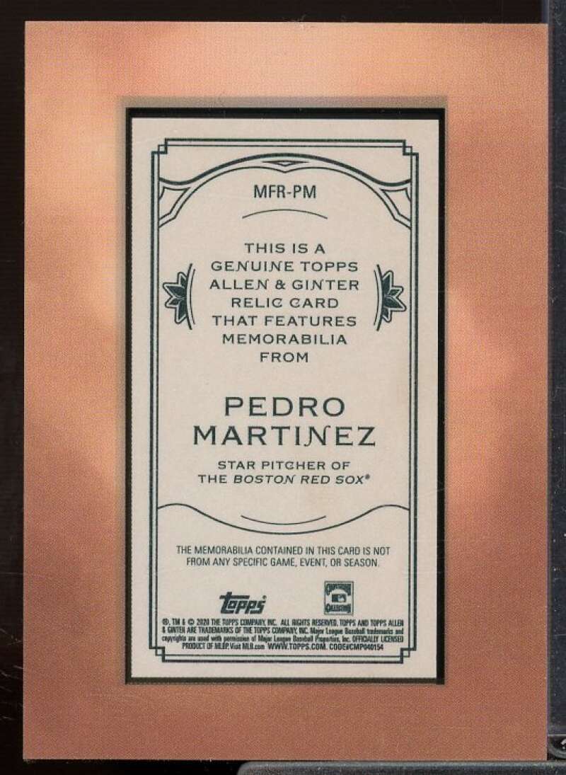 Pedro Martinez Card 2020 Topps Allen and Ginter Mini Framed Relics #MFRPM  Image 2