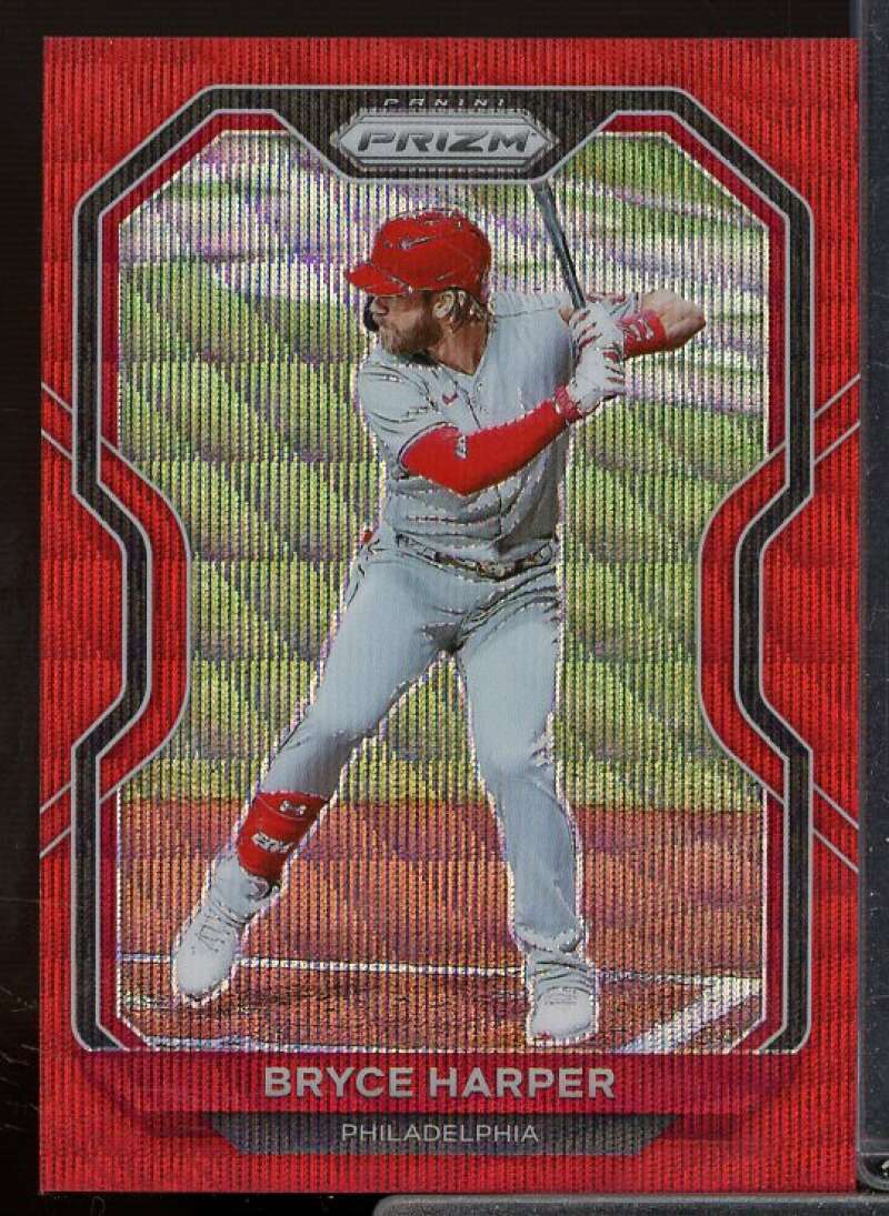 Bryce Harper Card 2021 Panini Prizm Prizms Red Wave #187  Image 1