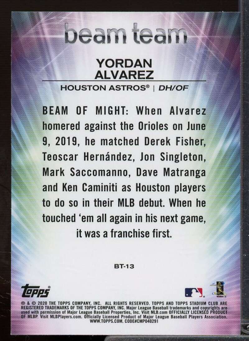 Yordan Alvarez Rookie Card 2020 Stadium Club Chrome Beam Team #BT13  Image 2