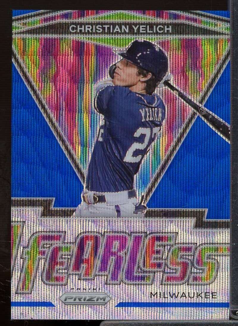 Christian Yelich Card 2021 Panini Prizm Fearless Prizms Blue Wave #14  Image 1