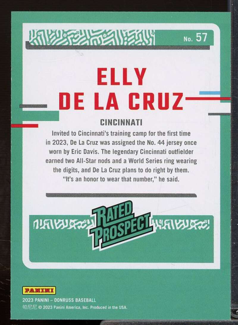 Elly De La Cruz Rookie Card 2023 Donruss Holo Carolina Blue #57  Image 2