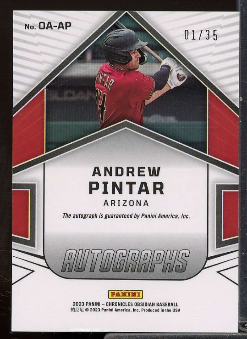 Andrew Pintar Card 2023 Chronicles Obsidian Autographs Electric Etch Orange #25  Image 2
