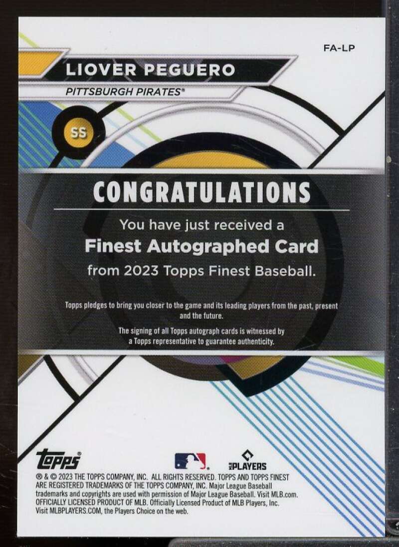 Liover Peguero Rookie Card 2023 Finest Autographs Refractors #FALP  Image 2