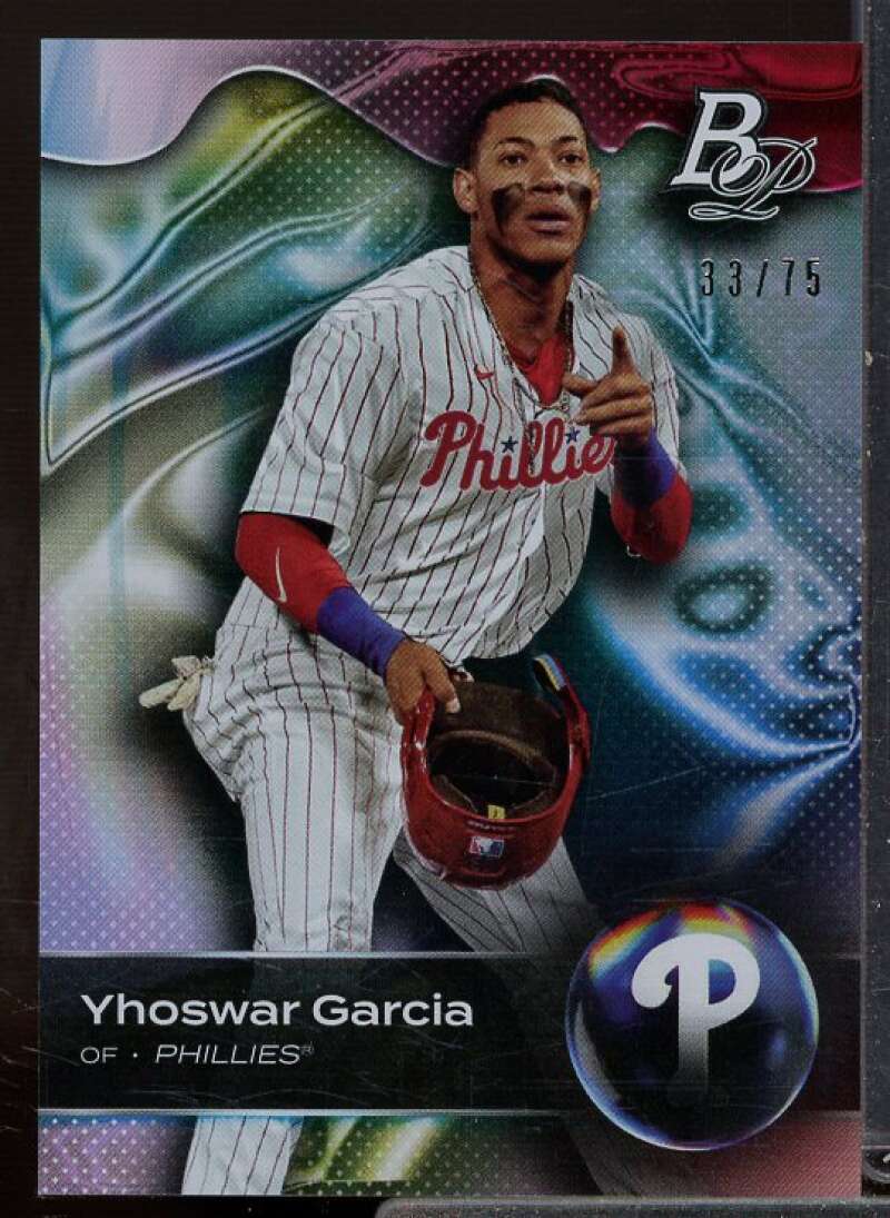 Yhoswar Garcia Card 2023 Bowman Platinum Top Prospects Platinum Bar Foil #TOP71  Image 1