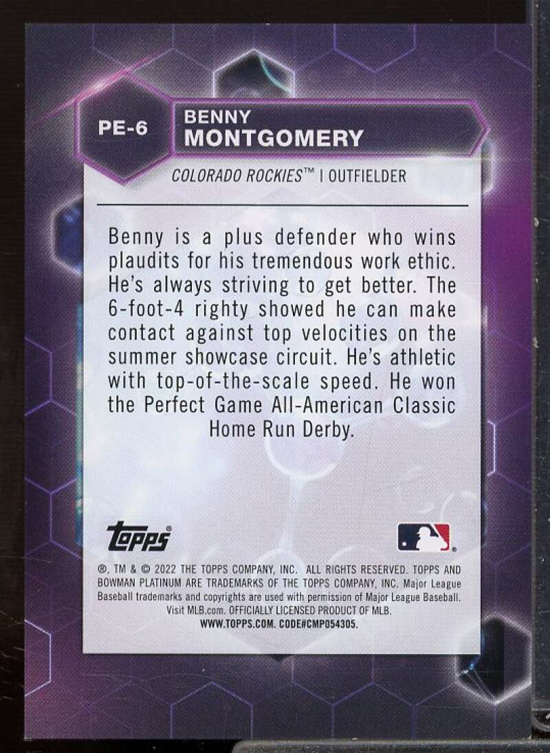 Benny Montgomery Rookie Card 2022 Bowman Platinum Precious Elements Purple #PE6  Image 2
