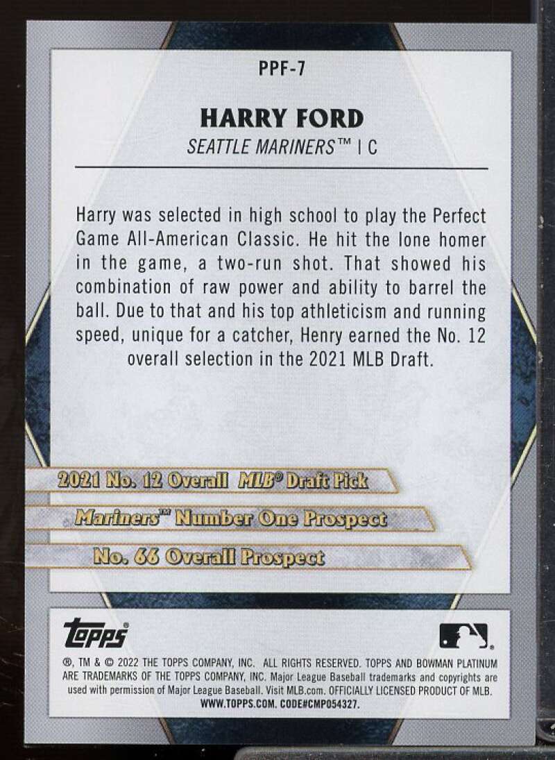 Harry Ford Rookie Card 2022 Bowman Platinum Platinum Portfolios Green #PPF7  Image 2
