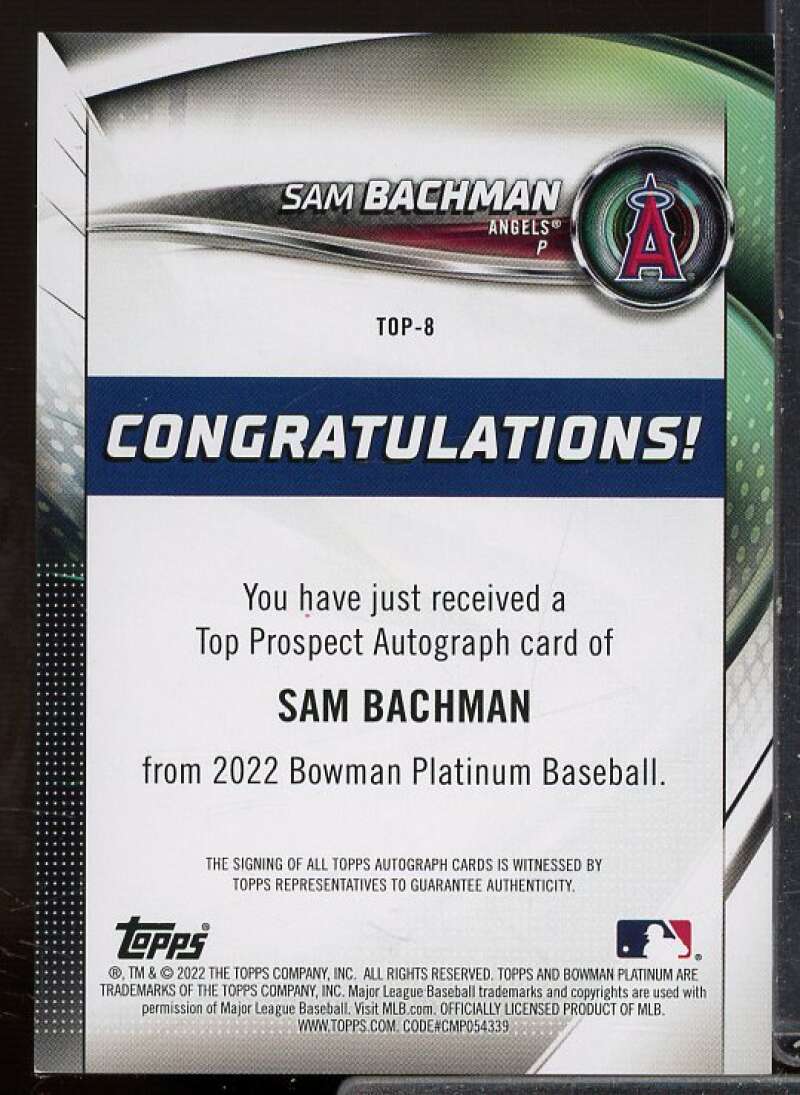 Sam Bachman Rookie Card 2022 Bowman Platinum Top Prospects Autographs #TOP8  Image 2