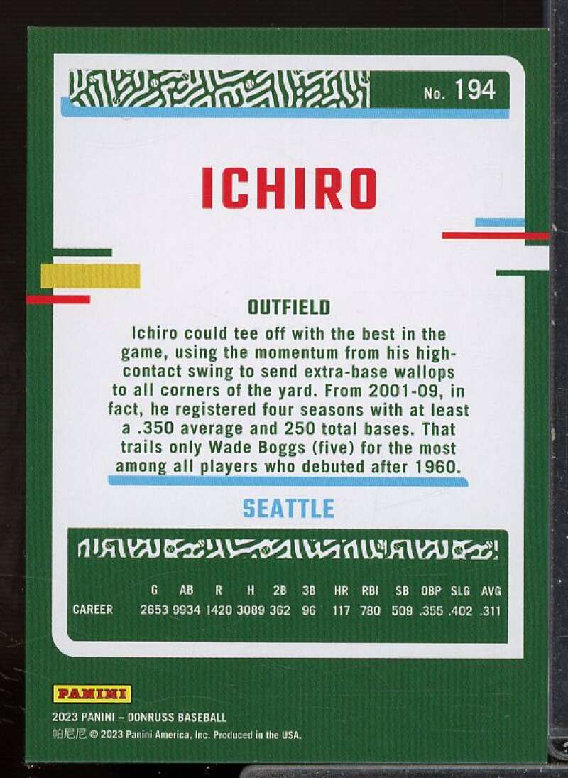 Ichiro Card 2023 Donruss Stat Line Career #194  Image 2