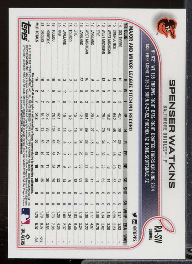 Spenser Watkins Rookie Card 2022 Topps Chrome Rookie Autographs #RASW  Image 2