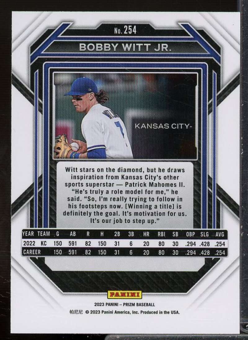 Bobby Witt Jr. Rookie Card 2023 Panini Prizm #254  Image 2