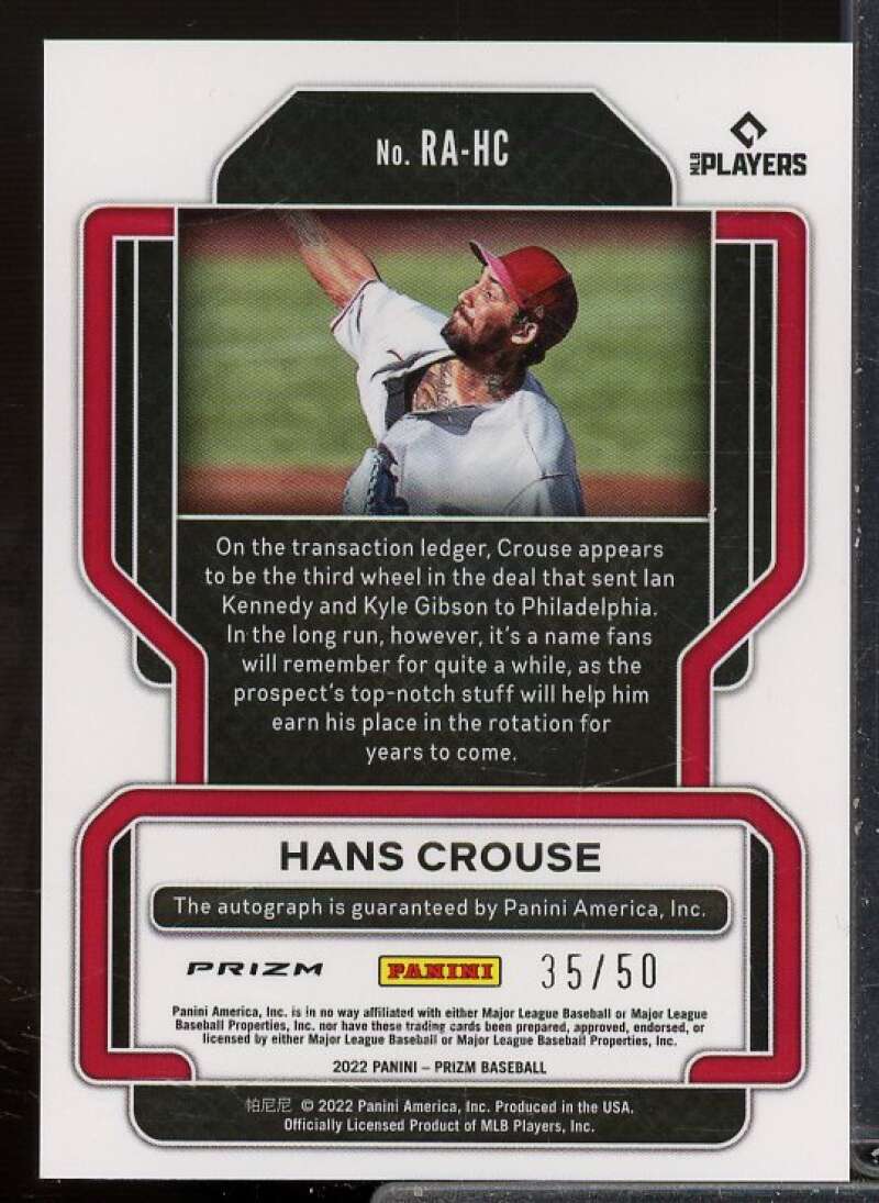 Hans Crouse 2022 Panini Prizm Rookie Autographs Prizms Blue Donut Circles #12  Image 2