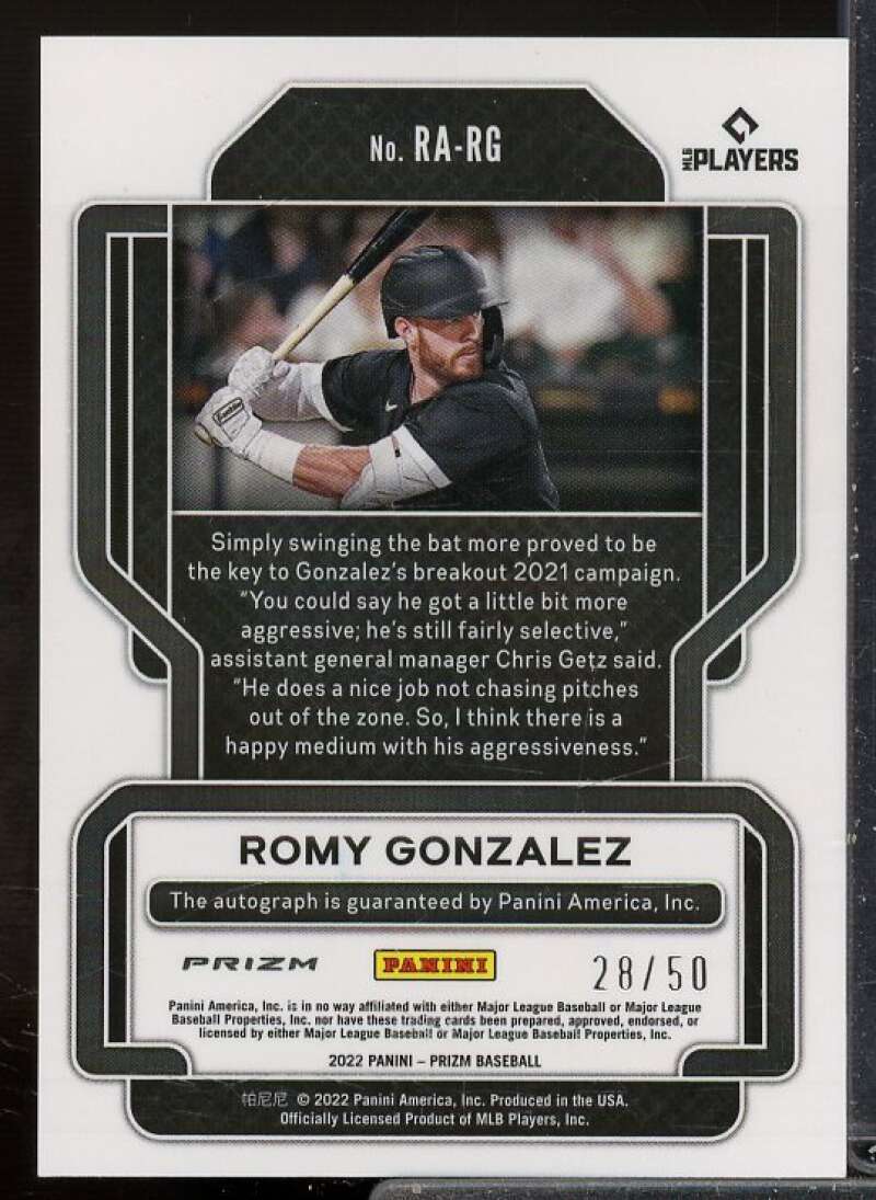 Romy Gonzalez Rookie 2022 Panini Prizm Rookie Autographs Prizms White Wave #53  Image 2