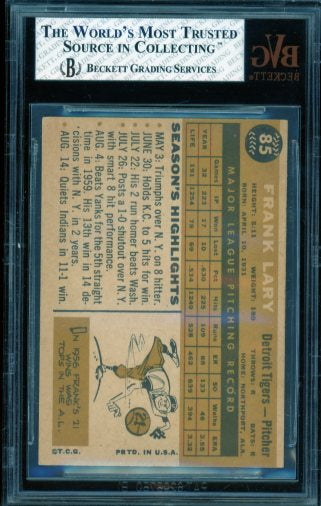 Frank Lary Card 1960 Topps #85 BGS BVG 6 Image 2