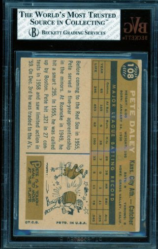 Pete Daley Card 1960 Topps #108 BGS BVG 5 Image 2