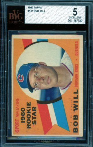 Bob Will Rookie Card 1960 Topps #147 BGS BVG 5 Image 1