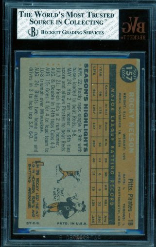 Rocky Nelson Card 1960 Topps #157 BGS BVG 5 Image 2