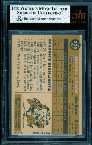 Johnny Logan Card 1960 Topps #205 BGS BVG 5.5 Image 2