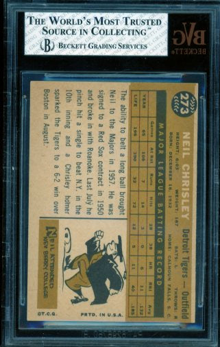Neil Chrisley Card 1960 Topps #273 BGS BVG 4.5 Image 2