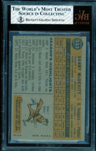 Danny McDevitt Card 1960 Topps #333 BGS BVG 5.5 Image 2