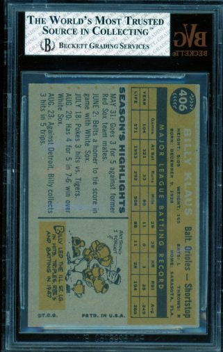 Billy Klaus Card 1960 Topps #406 BGS BVG 5 Image 2