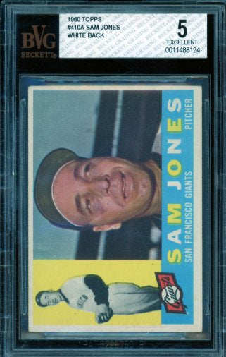 Sam Jones Card 1960 Topps #410A BGS BVG 5 (cracked holder) Image 1