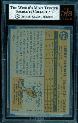 Jerry Kindall Card 1960 Topps #444 BGS BVG 5.5 Image 2