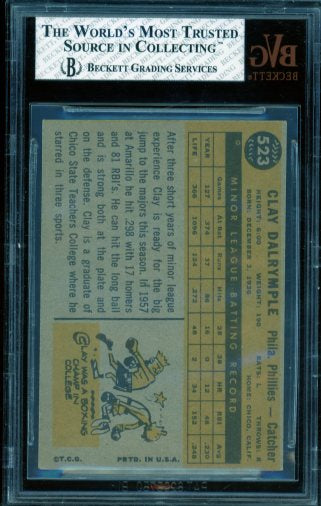 Clay Dalrymple Card 1960 Topps #523 BGS BVG 5 Image 2