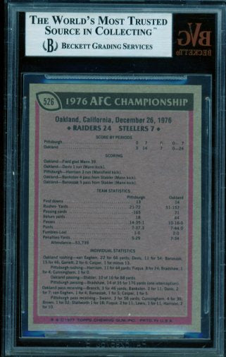 Ken Stabler Card 1977 Topps #526 BGS BVG 8.5 Image 2
