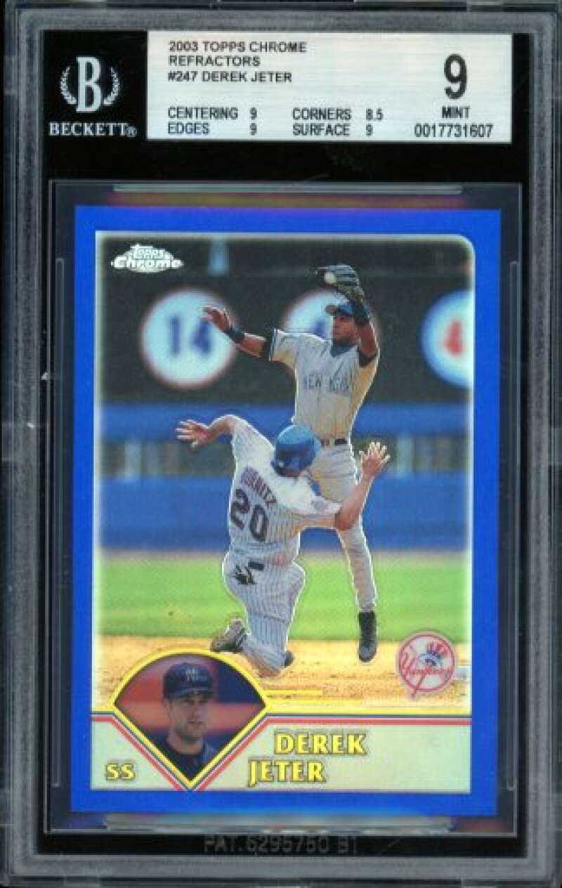 Derek Jeter Card 2003 Topps Chrome Refractors (pop 5) #247 BGS 9 Image 1