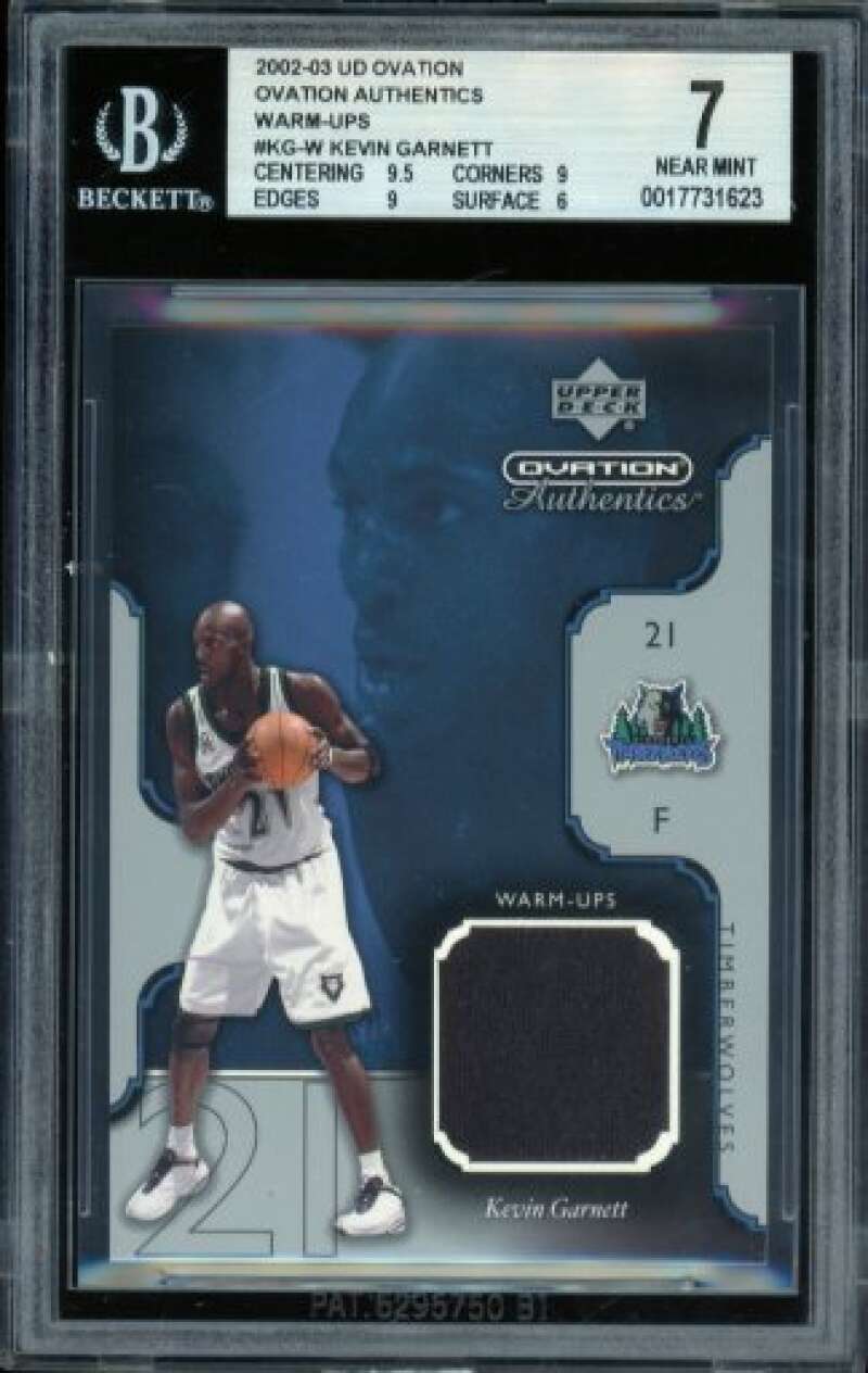 Kevin Garnett Card 2002-03 UD Ovation Authentics Warm-Ups #WKG-W BGS 7 Image 1