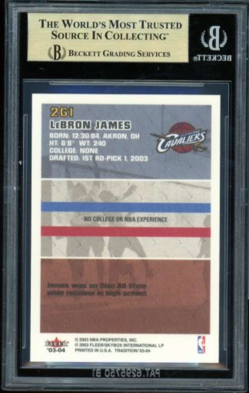 LeBron James Rookie Card 2003-04 Fleer Tradition #261 BGS 9.5 Image 2