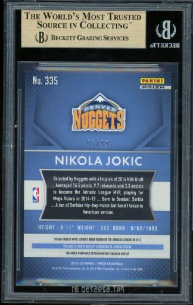 Nikola Jokic Rookie Card 2015-16 Panini Prizm #335 BGS 9.5 Image 2