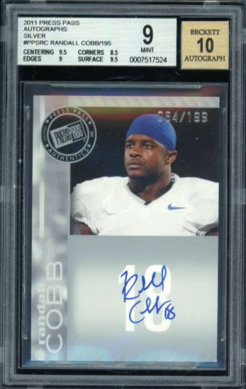 Randall Cobb Rookie Card 2011 Press Pass Autographs Silver (pop 2) #195 BGS 9 Image 1