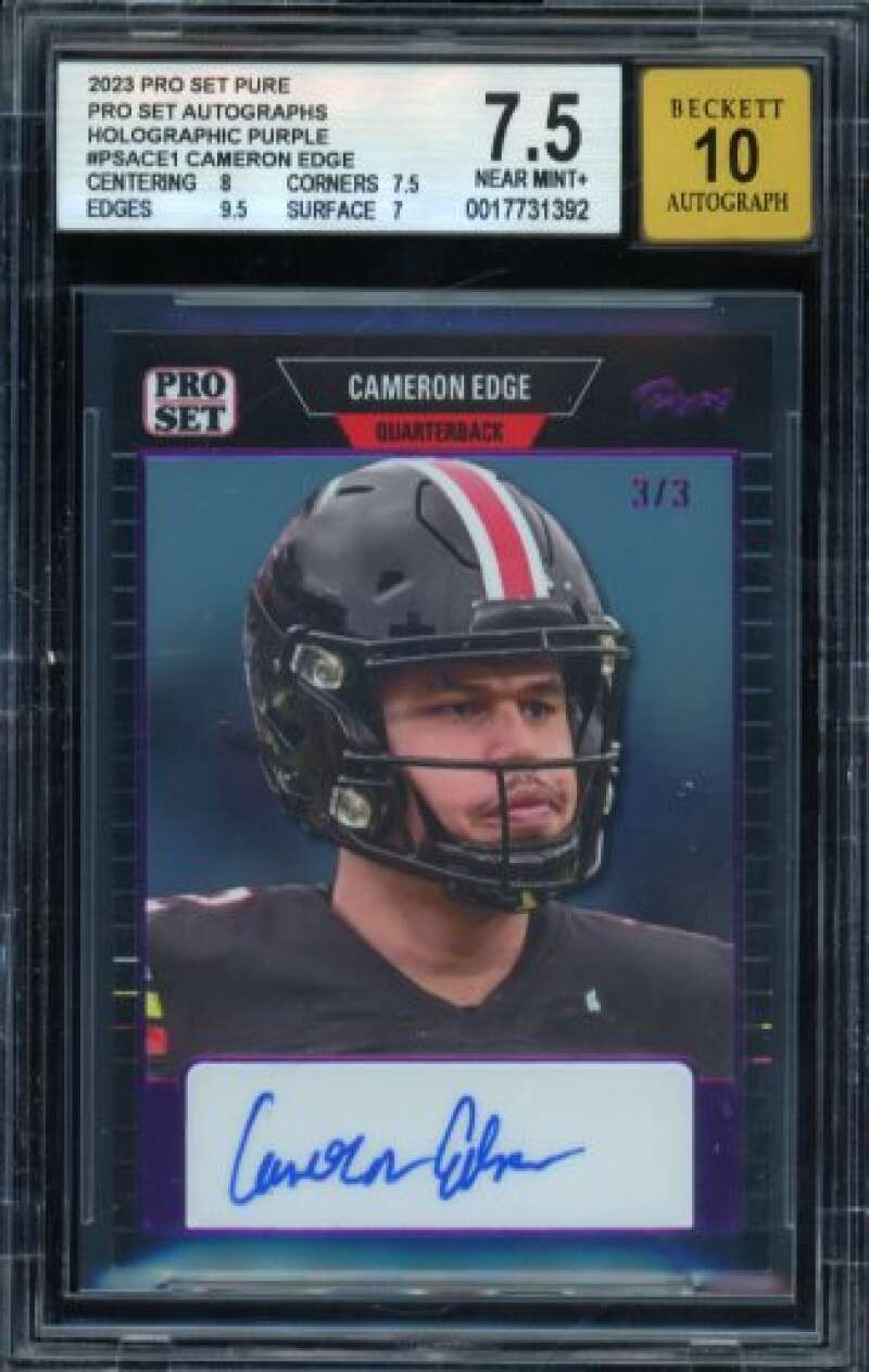 Cameron Edge Rookie 2023 Pro Set Pure Holographic Purple (3/3) #1 BGS 7.5 Image 1